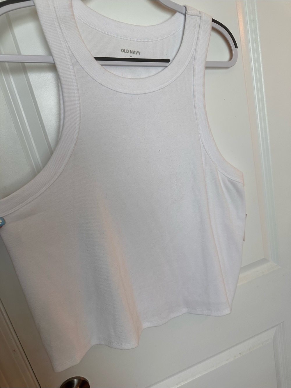 Old Navy White Ribbed Cropped Tank